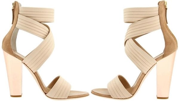 Giuseppe Zanotti E10135 Mirrored-Heel Pleated Sandals