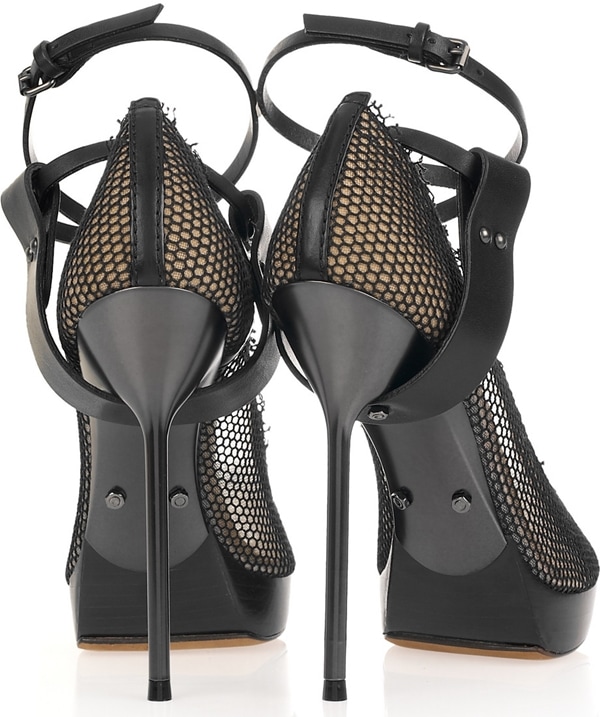 Lanvin Fishnet Ankle Strap Pumps