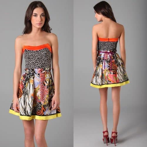 Philosophy di Alberta Ferretti Strapless Print Dress