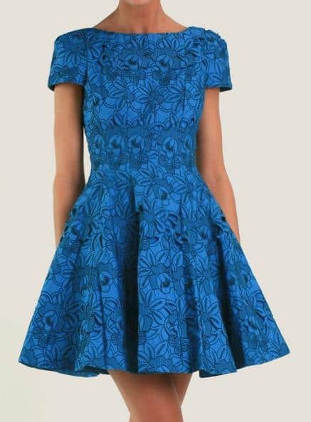 Tibi Floral Cutout Embroidery Cap Sleeve Dress