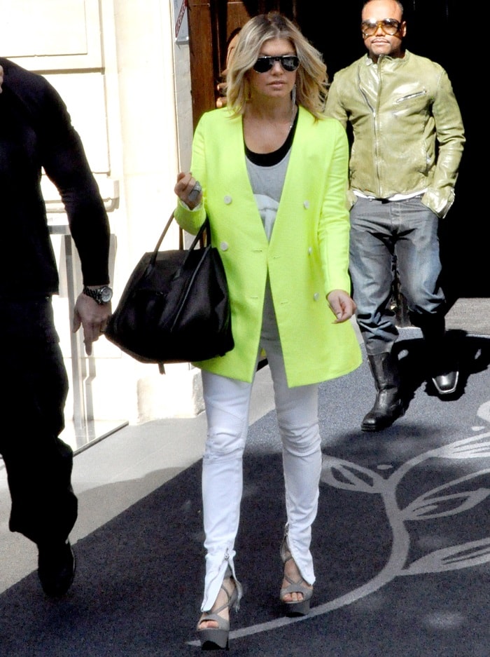 Fergie and the rest of the 'Black Eyed Peas' leaving the Hôtel Barrière Le Fouquet's in Paris