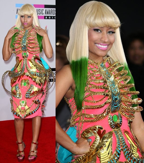 Nicki Minaj in a Manish Arora Spring 2011 dress at the 2010 American Music Awards