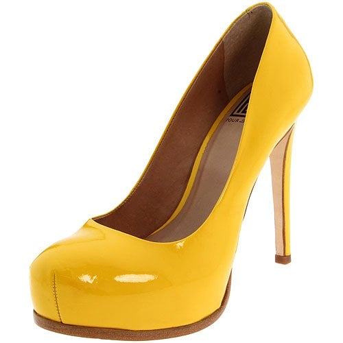 Pour La Victoire Irina platform pump in yellow patent