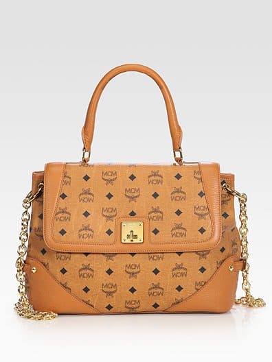 MCM Wolken Visetos Leather Satchel