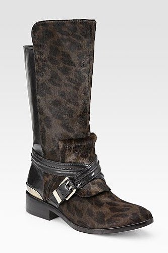 Doville leather and calf hair mid-calf boots
