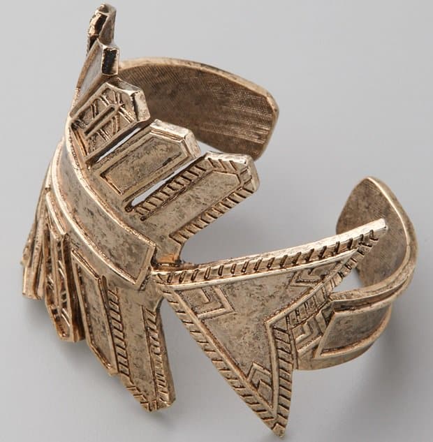 House of Harlow Antiqued Arrow Cuff in Gold
