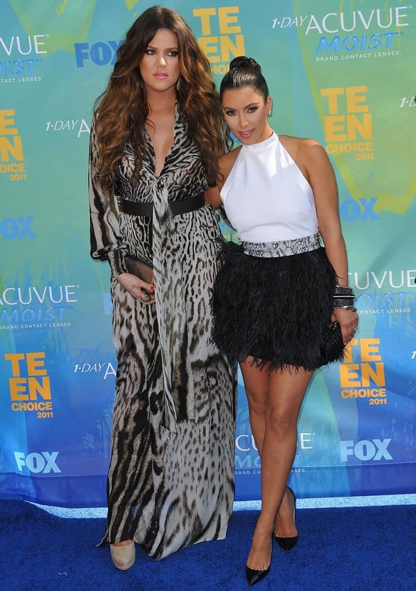 Khloe Kardashian and Kim Kardashian at the 2011 Teen Choice Awards held at Gibson Amphitheatre in Universal City on August 8, 2011