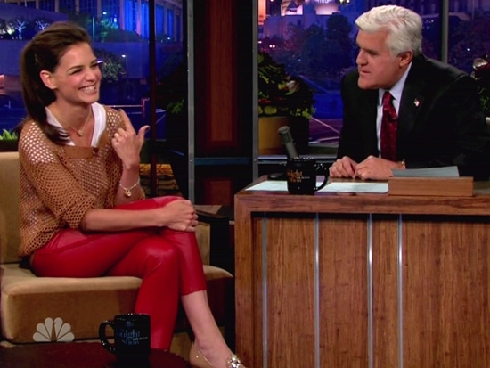 Katie Holmes talks about fashion on NBC's "The Tonight Show With Jay Leno" during an August 2, 2011 appearance