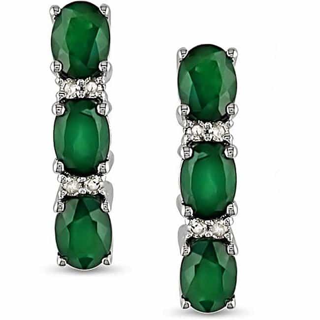 10k White Gold with Stacked Emeralds & Diamonds