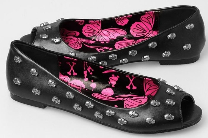 Abbey Dawn skull studded open toe flats