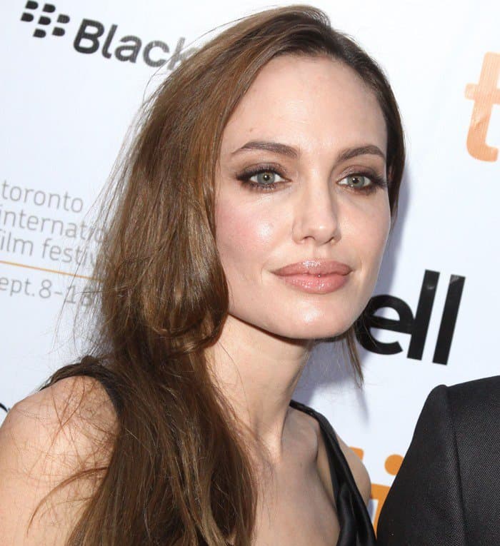 Angelina Jolie wore a Vivienne Westwood ‘Savannah’ black satin dress