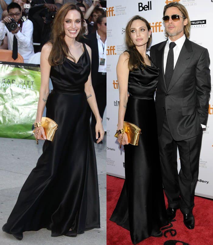 Angelina Jolie and Brad Pitt arrive at the premiere of 'Moneyball' held at Roy Thomson Hall