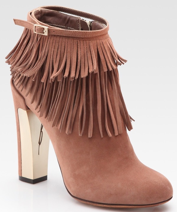 Beige B Brian Atwood Pembra Fringe Booties