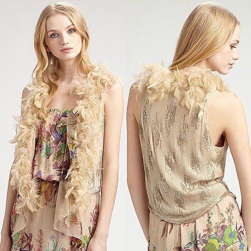 Haute Hippie Feather Sequin Vest