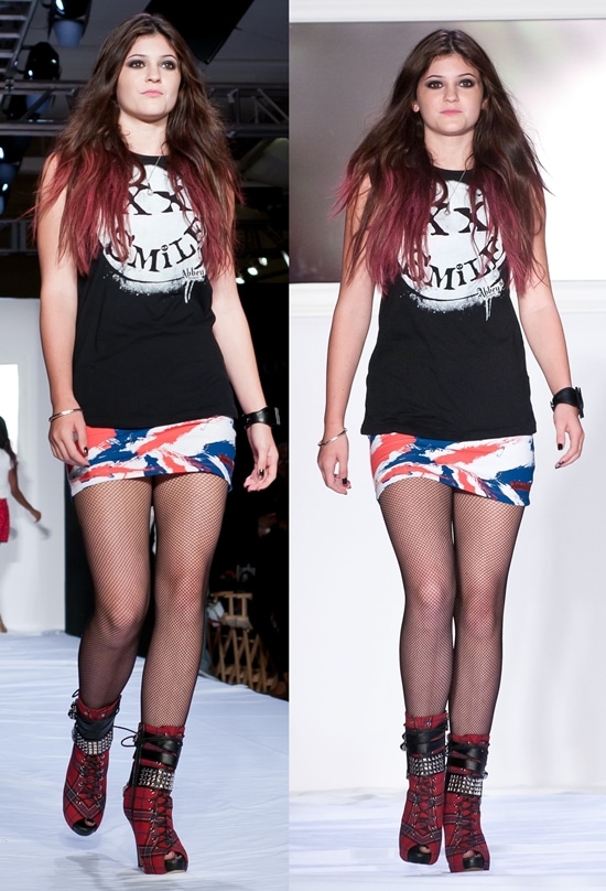 Kylie Jenner makes her modeling debut at the Abbey Dawn Spring 2012 fashion show during New York Fashion Week in NYC on September 12, 2011