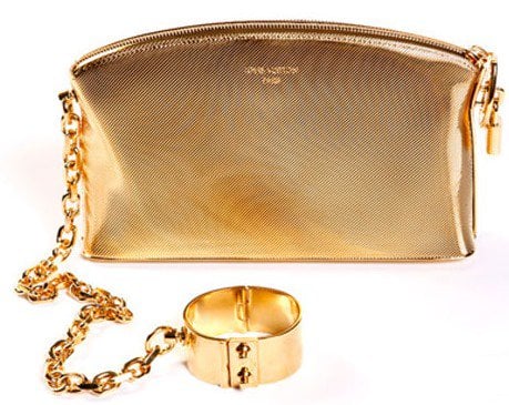 Louis Vuitton "Lockit PM Devotion" gold handcuff clutch