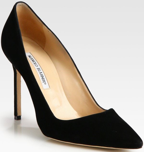 Manolo Blahnik Black Bb Suede Pointtoe Pumps