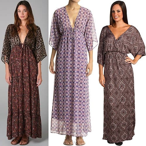 V-neck kimono sleeve maxi dresses