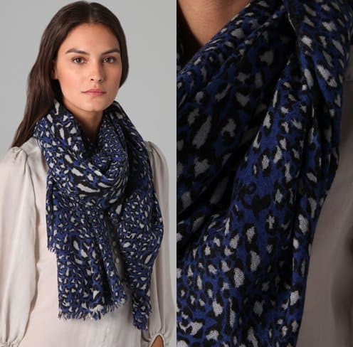 Diane Von Furstenberg Kenley Scarf in Snow Leopard Blue