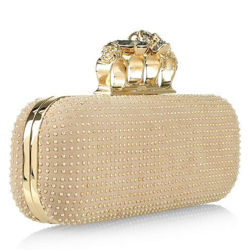 Alexander McQueen Knuckle Duster Studded Suede Clutch