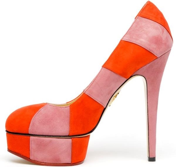 Charlotte Olympia 'Priscilla' striped suede platform pumps