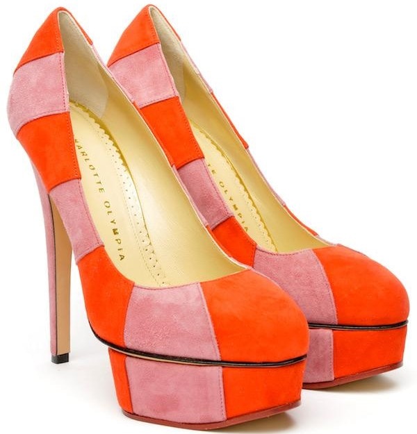 Charlotte Olympia 'Priscilla' striped suede platform pumps