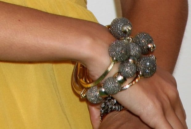 Exquisite Details: A close-up view of Nicole Richie's luxurious diamond bracelet, capturing the essence of her sophisticated style at the 2011 Environmental Media Awards