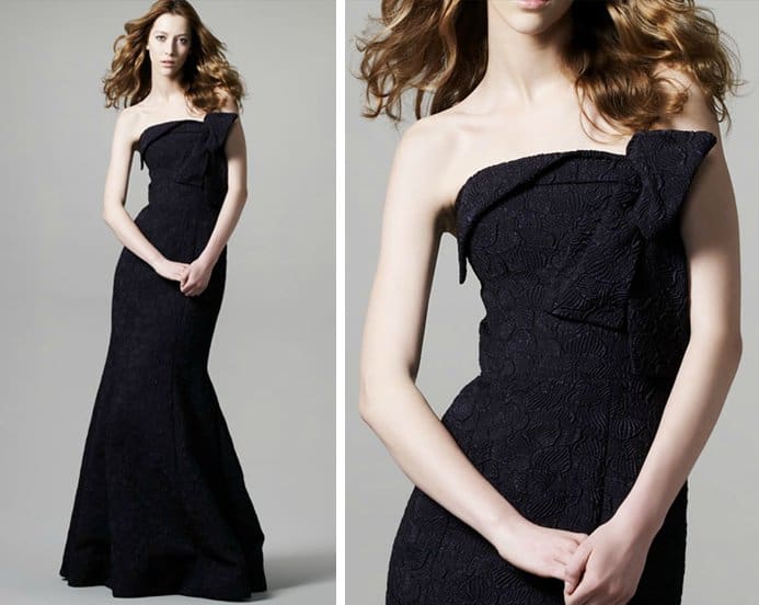 David Meister Strapless Jacquard Dress