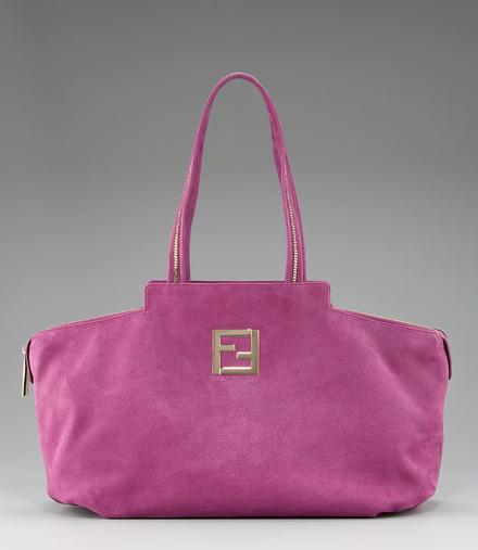 Fendi Chain Trim Tote in Berry Purple