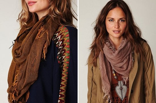 Free People Eddy Raggy Sheer Scarf in Mustard and Brown