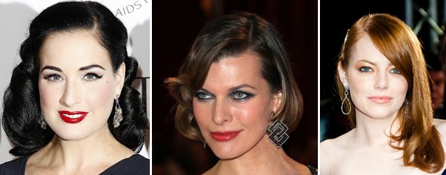 Dita Von Teese, Milla Jovovich and Emma Stone show examples of the best accessories for mid-length hair