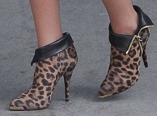 Katherine Heigl shows off the detailing on her leopard-print Tabitha Simmons booties