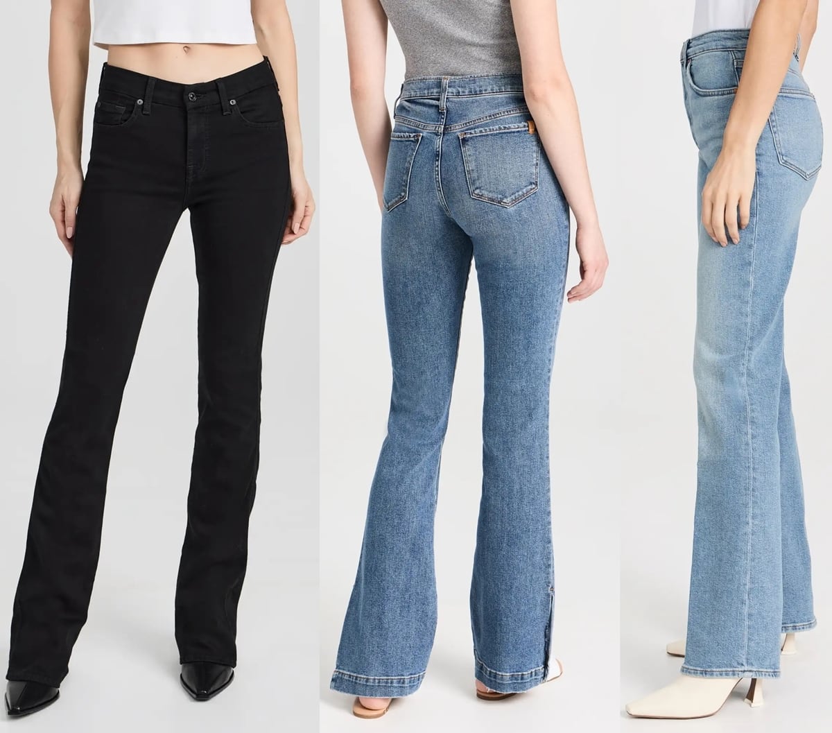 Bootcut jeans are a classic type of denim pants that are fitted through the hips and thighs, then flare out gently from the knee down to the ankle