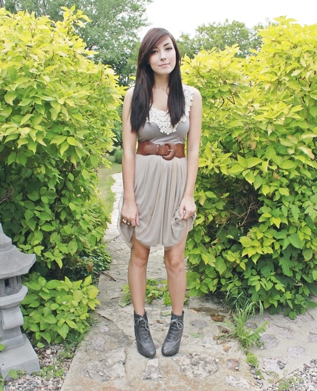 Flattery blogger Breanne wearing a dress from Forever21