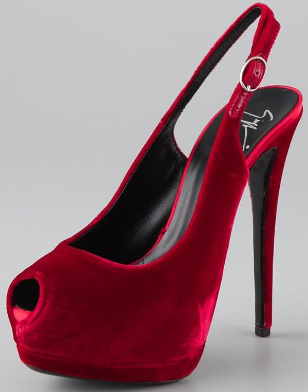 Giuseppe Zanotti velvet peep-toe slingback pumps