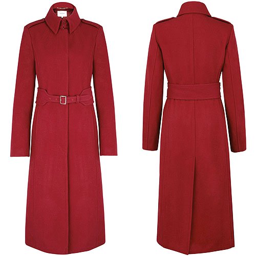 L.K. Bennett Ami Long Coat in Burgundy