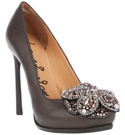 Black Crystal-Embellished Lanvin 'Corsage' Pumps