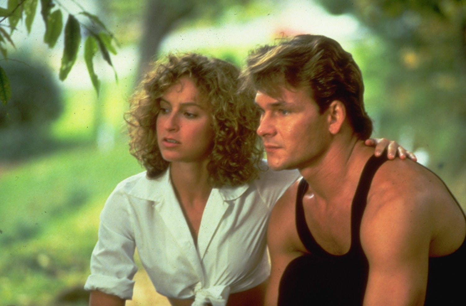 Patrick Swayze as Johnny Castle and Jennifer Grey as Frances "Baby" Houseman in the 1987 American romantic drama dance film Dirty Dancing
