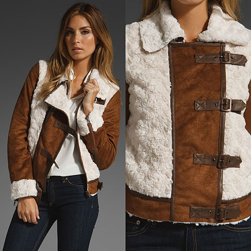 Wink “Tiffany” Faux Shearling Aviator Jacket