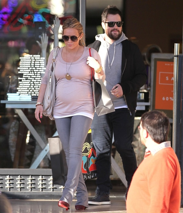 Pregnant Hilary Duff and husband Mike Comrie leave the Beverly Hills location of Barney's New York