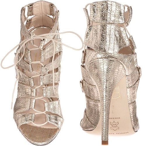 Natane metallic snake-embossed lace-up sandals