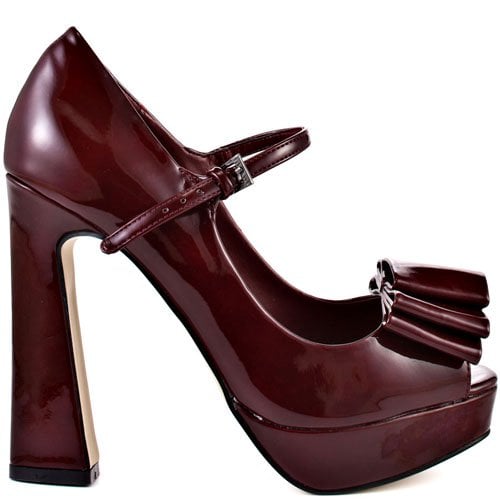 Lori's Bamma Bow Mary Janes With Flared Heels in Bordo