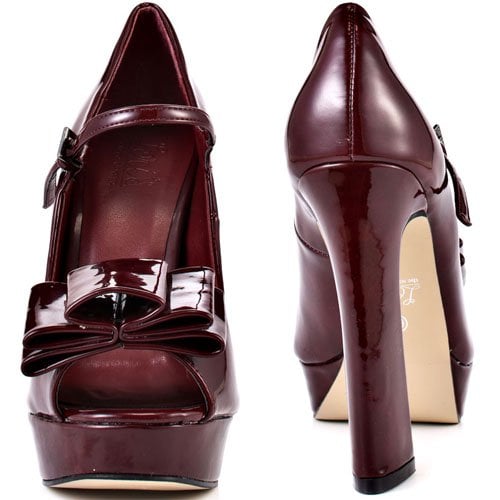 Lori's Bamma Bow Mary Janes With Flared Heels in Bordo