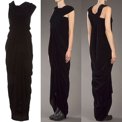 Rick Owens Velvet Long Drape Dress