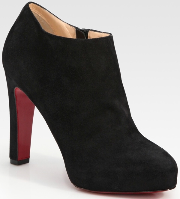 Christian Louboutin Black Suede "Vicky" Platform Ankle Boots