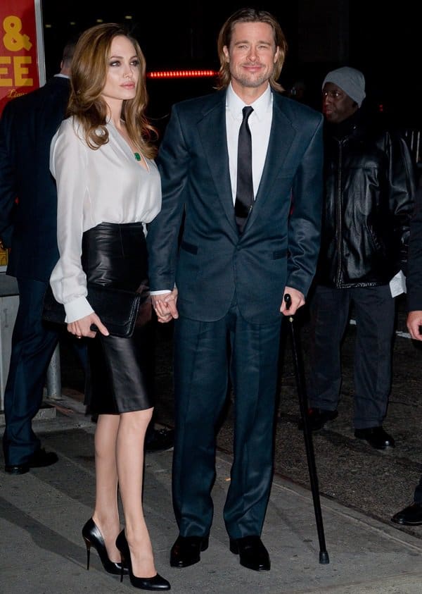 Angelina Jolie and Brad Pitt attend the 2011 New York Film Critics Circle awards