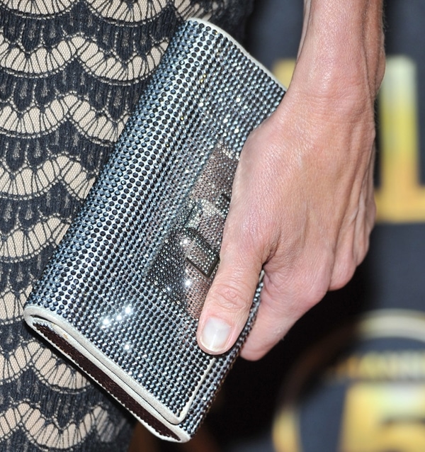 Brenda Strong showing off her Swarovski clutch