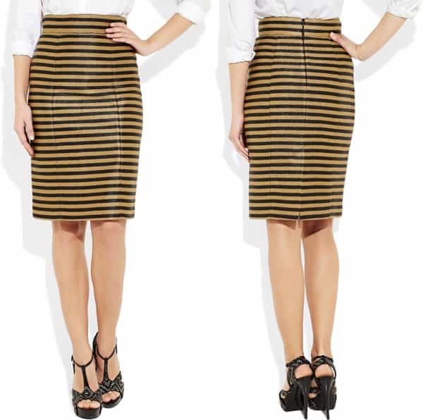 Striped Raffia Weave Skirt