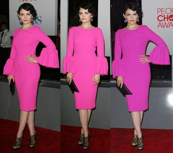 Ginnifer Goodwin flaunts her legs in a pink Roksanda Ilinčić ‘Margot’ dress