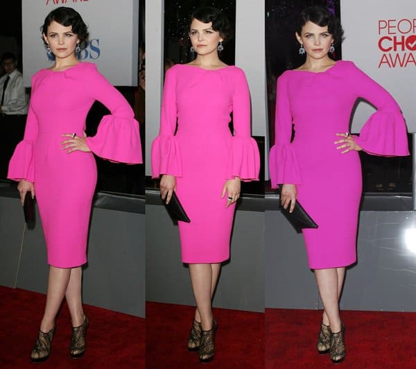 Ginnifer Goodwin flaunts her legs in a pink Roksanda Ilincic ‘Margot’ dress